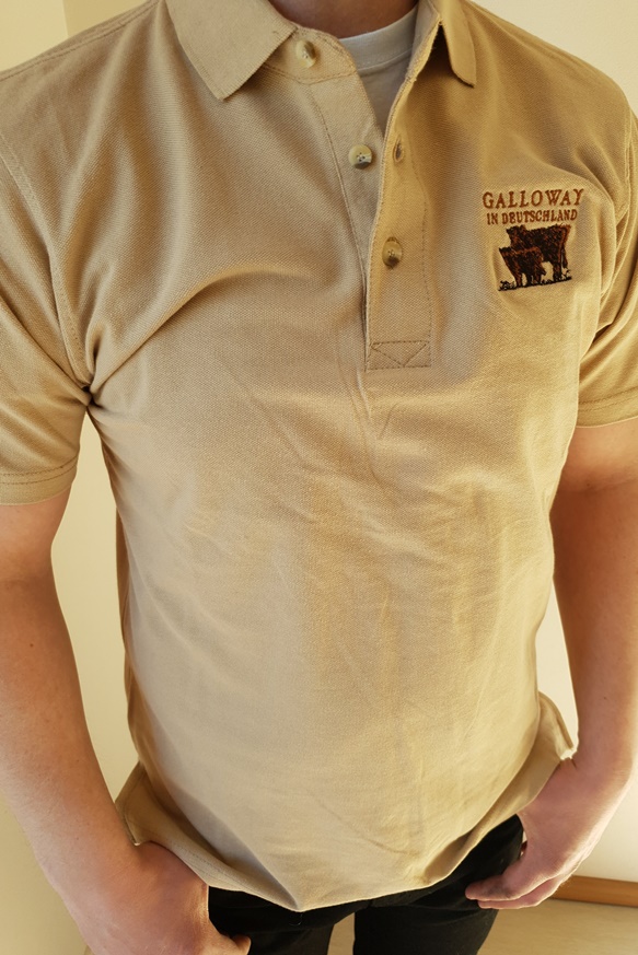 Polo Shirt beige mit Aufdruck Galloway in Deutschland